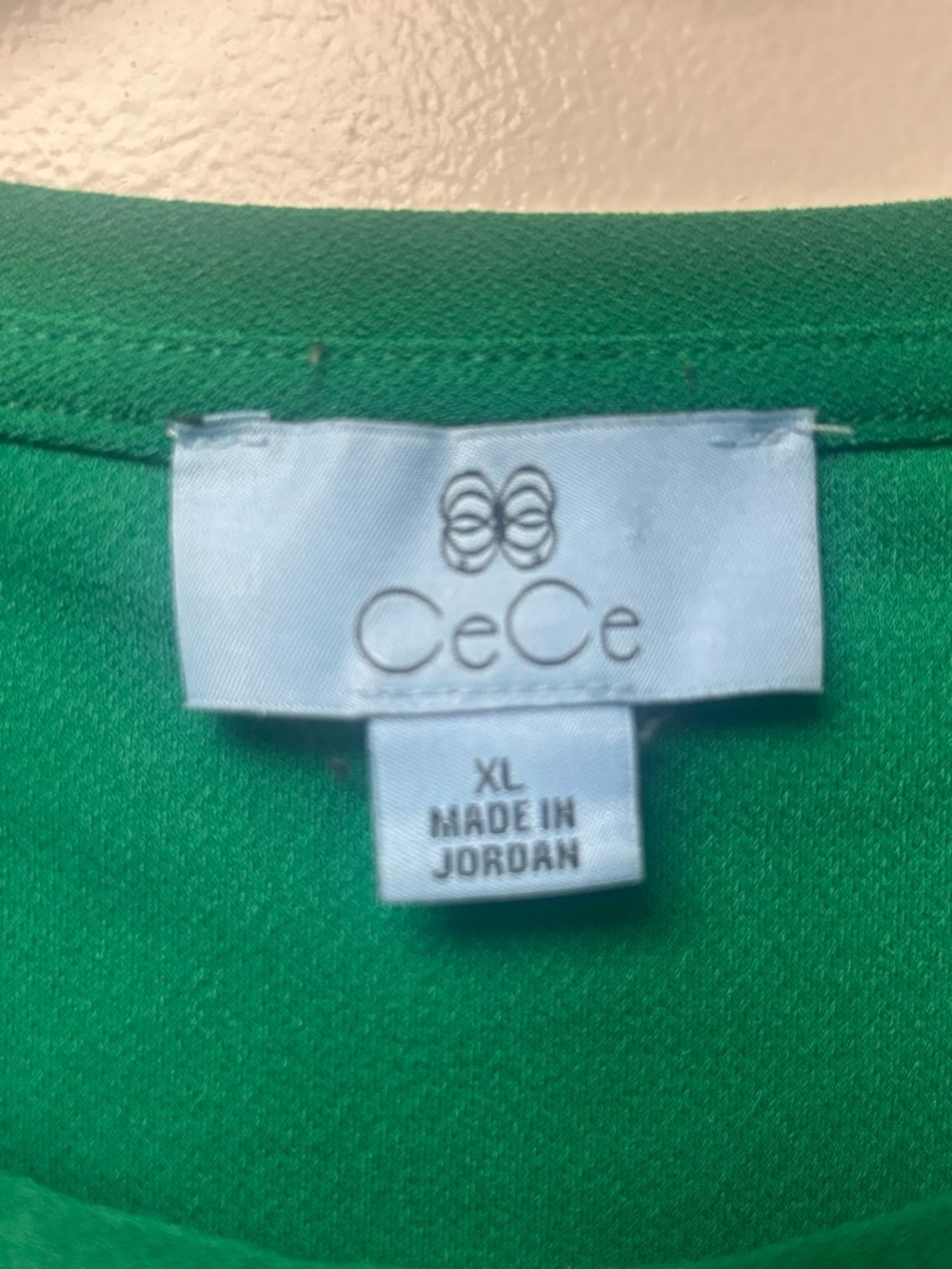 CeCe Emerald Green Tee with Floral Puff Sleeves - Picture 4 of 8